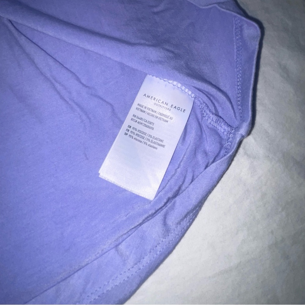 American Eagle Women's XS Lavender Purple Peek A Boo Short Sleeve Soft Top Shirt - Picture 6 of 8